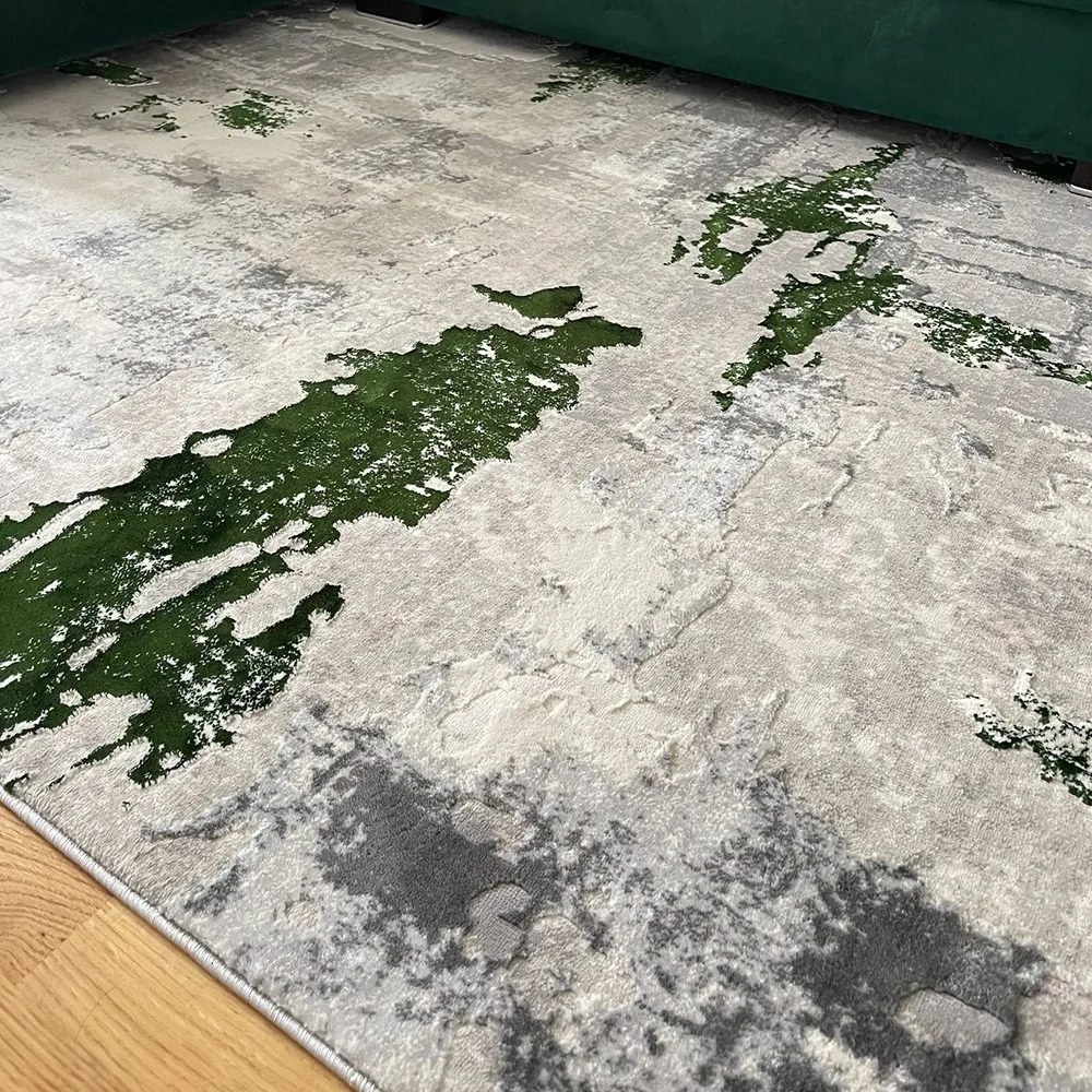 125x200 cm Covor Modern Premium, 70% Polyester și 30% Polipropilenă , Design Modern, Verde Smarald, Densitate 2500 gr/m2