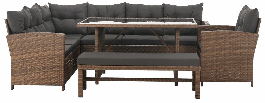Set mobilier de grădină Senala (gri maro + maro deschis) (pentru 8 persoane). 1116496