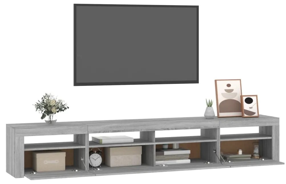 Comoda TV cu lumini LED, gri sonoma, 240x35x40cm 1, sonoma gri, 240 x 35 x 40 cm