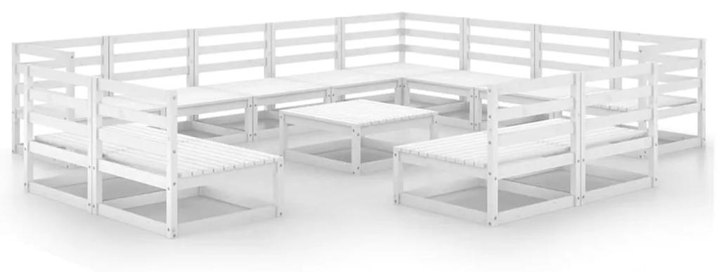 Set mobilier de gradina, 13 piese, alb, lemn masiv de pin Alb, 1, nu