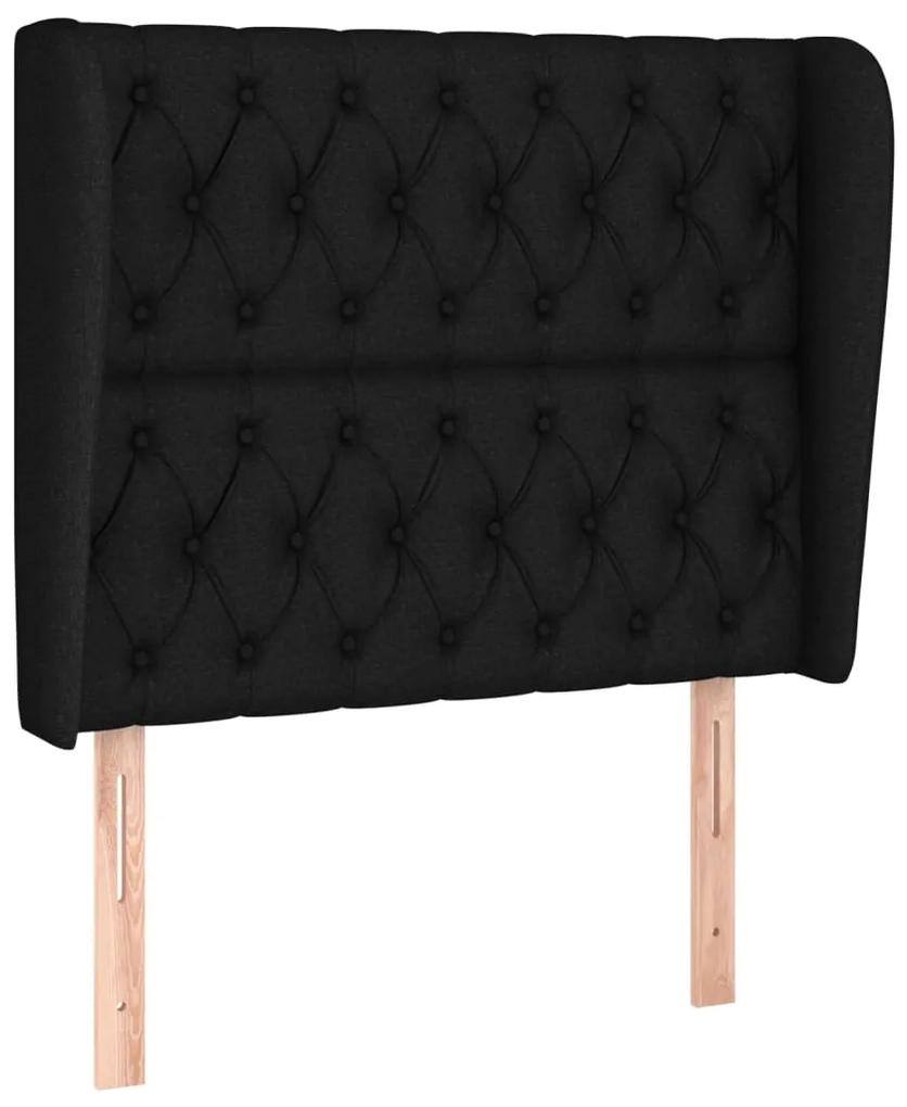 3118284 vidaXL Tăblie de pat cu aripioare, negru, 103x23x118/128 cm, textil