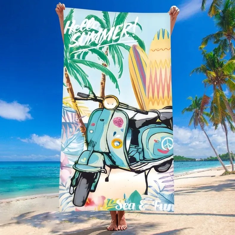 Uscare rapida prosop plaja SEA AND FUN 100x180 cm colorat, 100% microfibra