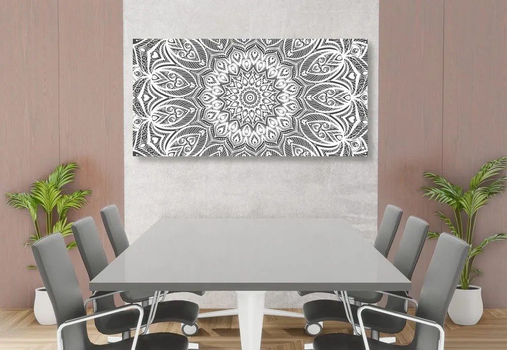 Tablou Mandala armonie în design alb-negru