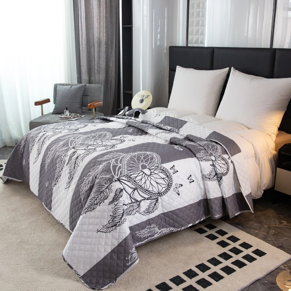 Cuvertura de pat TIRSO gri-alb Dimensiune: 170 x 210 cm