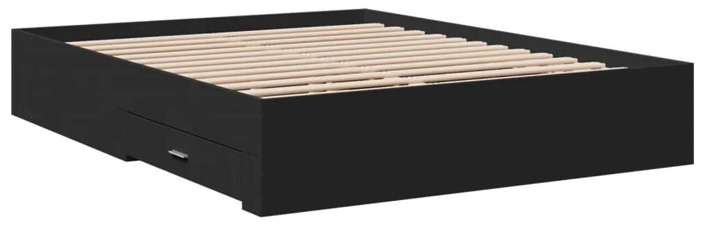3280371 vidaXL Cadru de pat cu sertare, negru, 160x200 cm, lemn prelucrat