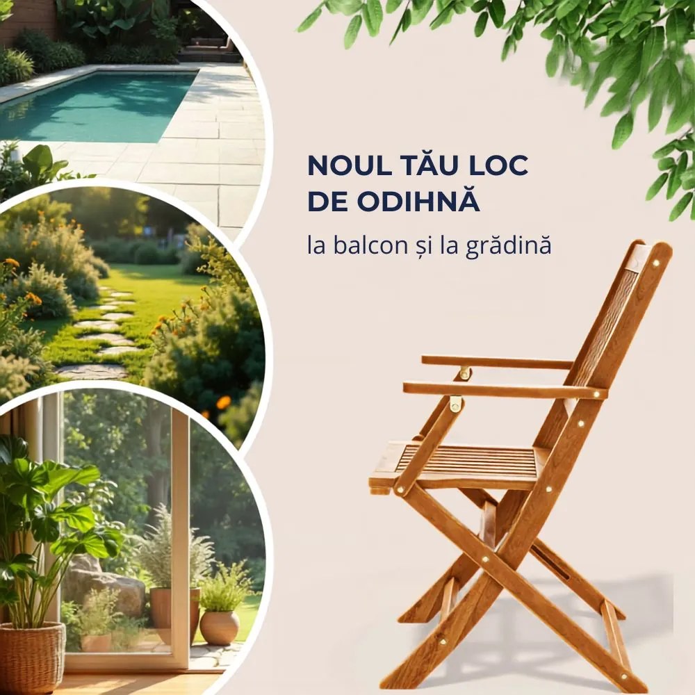 Set de mobilier SYDNEY, 3 piese, lemn natural Casaria