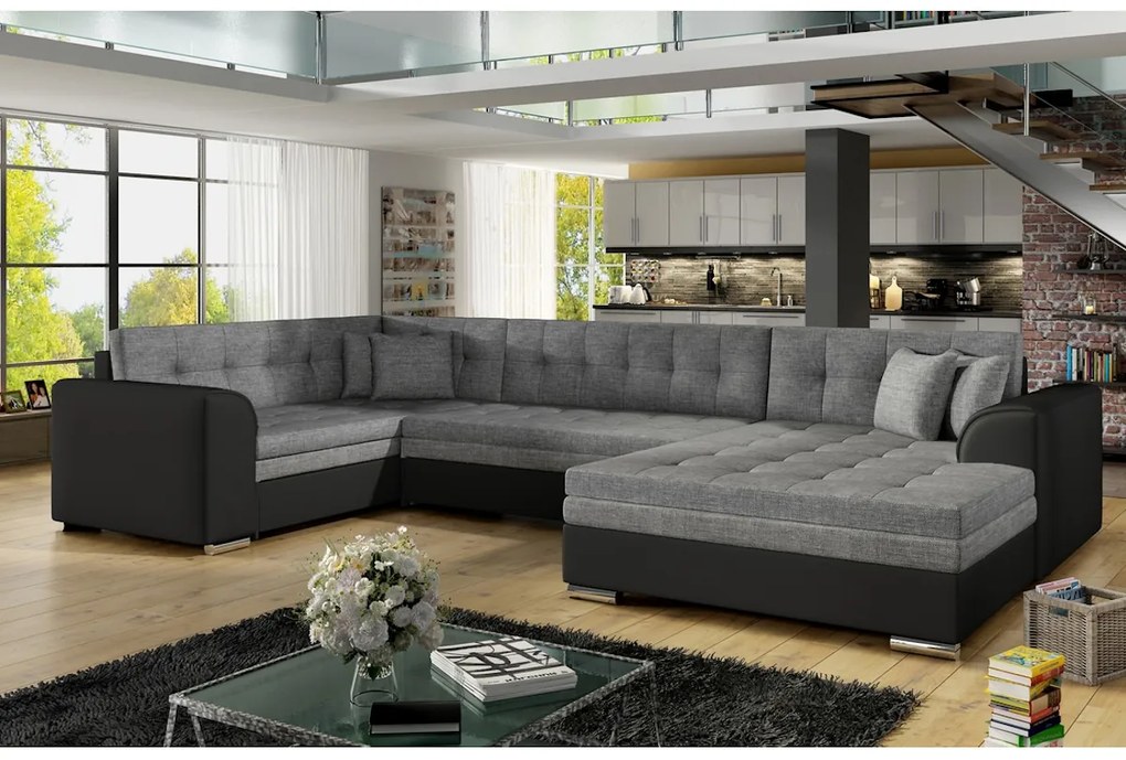 Supermobel Canapea extensibilă în formă de U DAMARIO, 340x73x190, sawana 21/soft 11, colţ dreapta