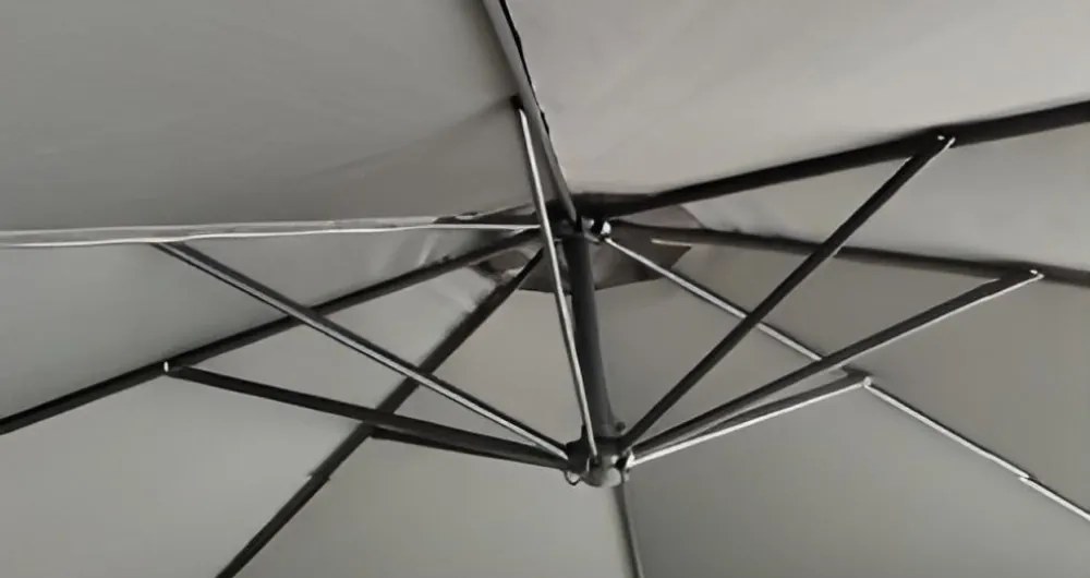 Umbrelă de soare de grădină LED, gri, 3 m, LINDAN