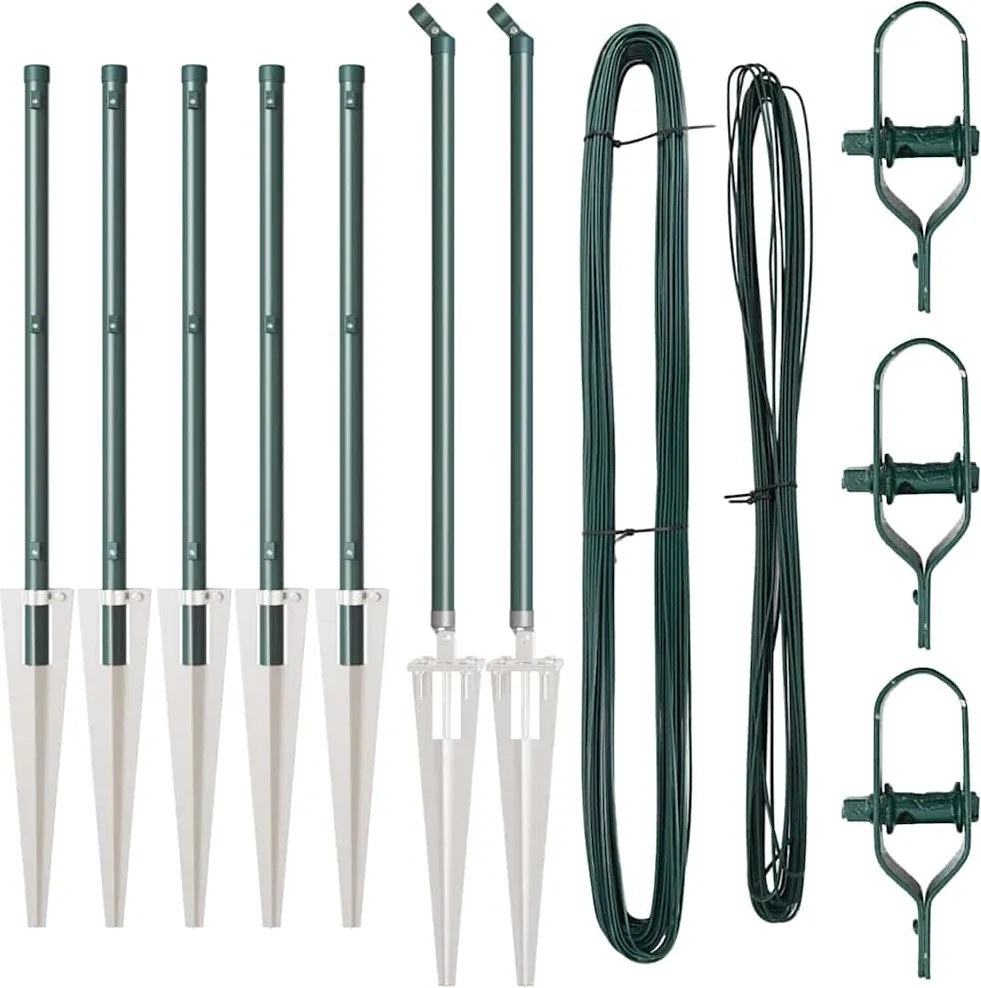 vidaXL Stâlp de gard. 7 pcs Verde Oțel