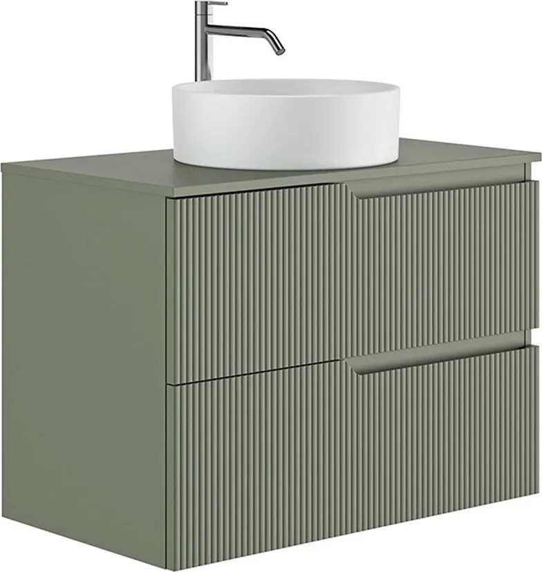 Set dulap baza suspendat Gala Canaletto 2 sertare 80 cm cu blat finisaj verde mat