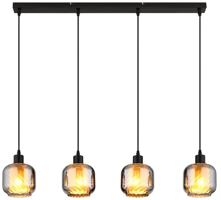 Lustra cu 4 pendule sticla fumurie XIA pentru bucatarie