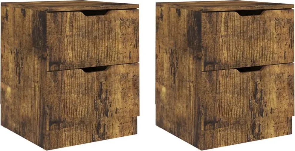 vidaXL Noptiere, 2 buc., stejar afumat, 40x40x50 cm, lemn prelucrat