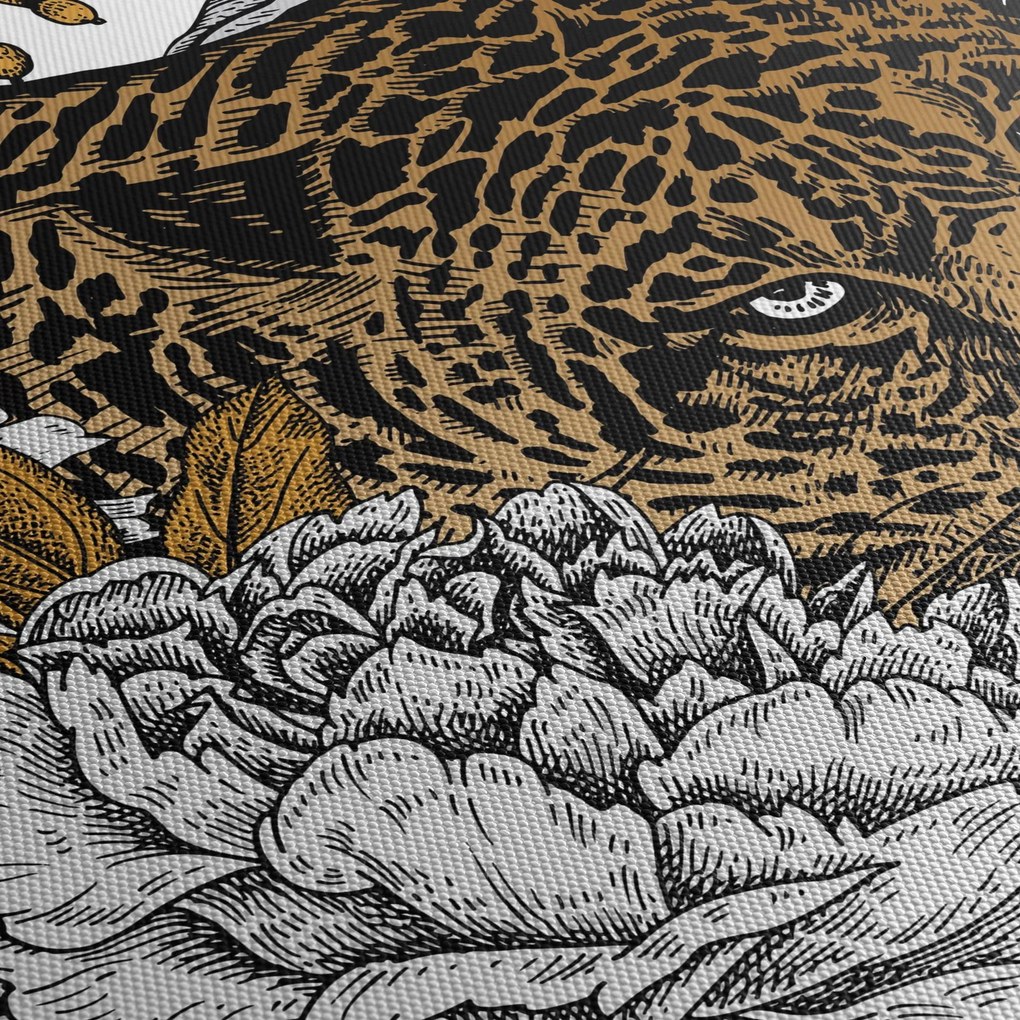 Tablou - Leopard între flori (90x60 cm)