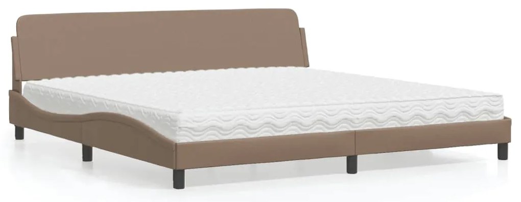 vidaXL Pat cu saltea, cappuccino, 200x200 cm, piele ecologică
