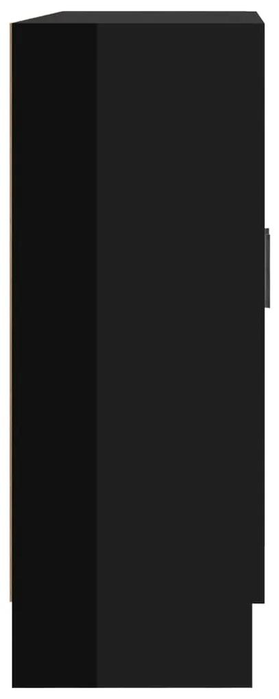 Dulap cu vitrina, negru extralucios, 82,5 x 30,5 x 80 cm, PAL 1, negru foarte lucios, 82.5 x 30.5 x 80 cm