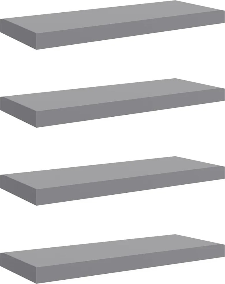 vidaXL Rafturi de perete, 4 buc., gri, 60 x 23,5 x 3,8 cm, MDF