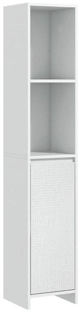 HOMCOM Dulap de Baie cu Dulăpior și 2 Compartimente Deschise, Mobilier Baie cu Spațiu de Depozitare, 30x30x160 cm, Alb | Aosom Romania