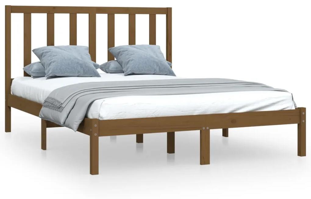 3105163 vidaXL Cadru de pat, maro miere, 140x200 cm, lemn masiv de pin