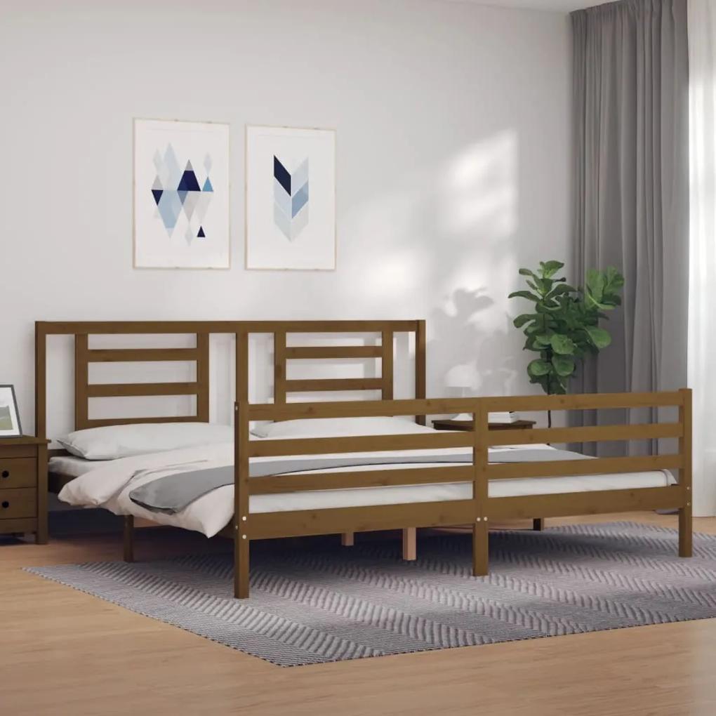 3194724 vidaXL Cadru pat cu tăblie, maro miere, 200x200 cm, lemn masiv