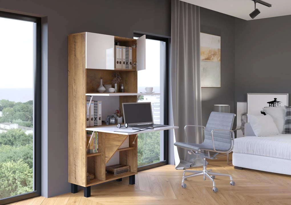 Masă PC Home (alb lucios + Stejar burgund). 1124936