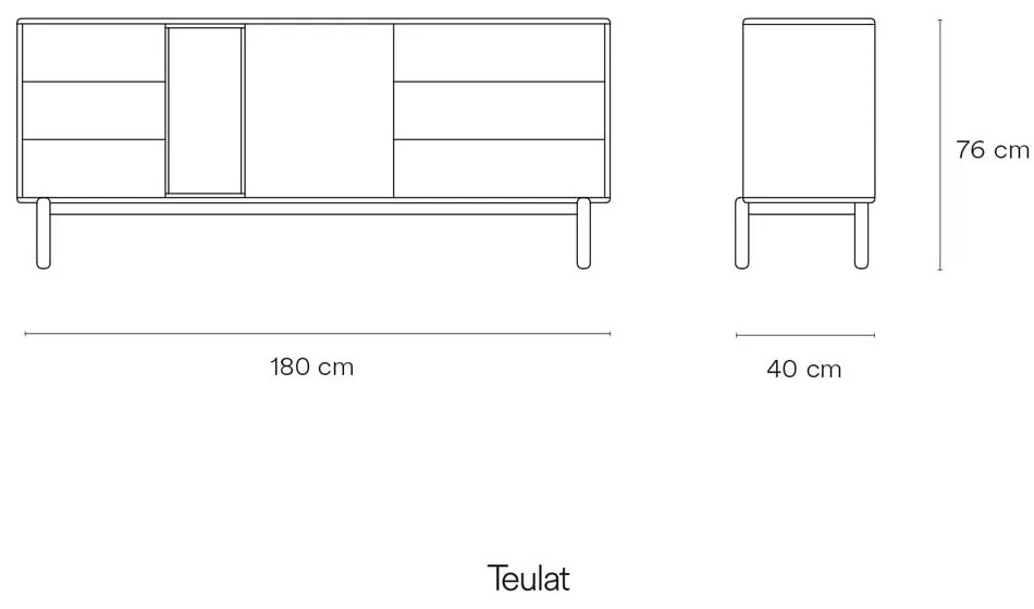 Comodă joasă de culoare gri închis 180x76 cm Corvo - Teulat