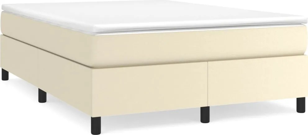 vidaXL Cadru de pat cu arcuri, crem, 140x200 cm, piele ecologică