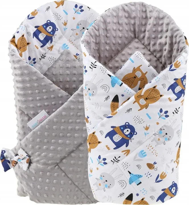 ShopJK FAȘĂ ÎNFĂȘAT COPII CU DOUĂ FEȚE - MINKY BOHO ANIMALS