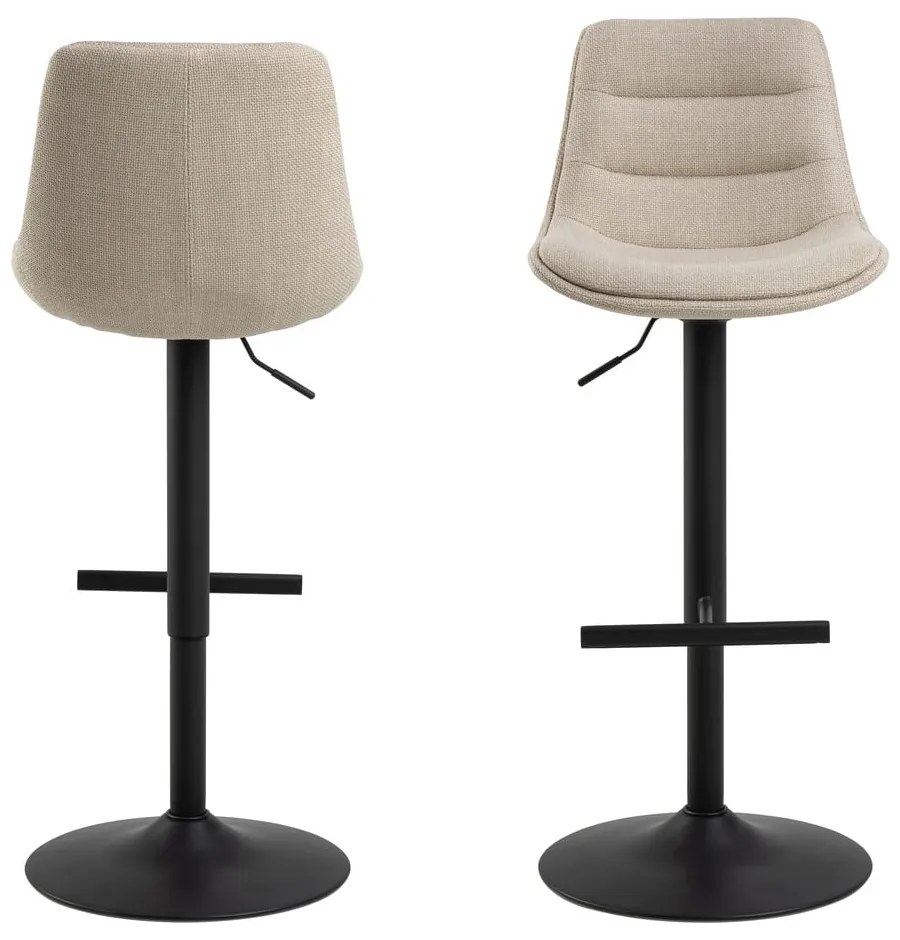 Scaun de bar negru/bej cu înălțime ajustabilă (înălțime șezut 65 cm) Adisa – Actona