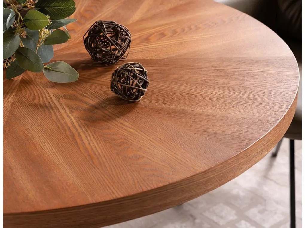 Masa rotunda de dining AMADEO 100x100 cm, decor nuc
