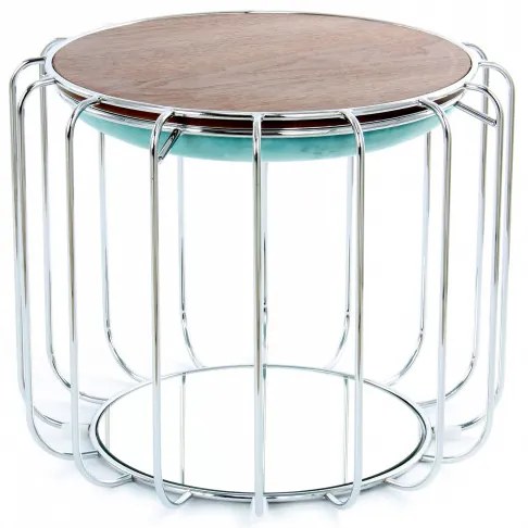 Taburet tapitat/masuta de cafea rotund/a Comfortable 50x50x45 cm albastru deschis