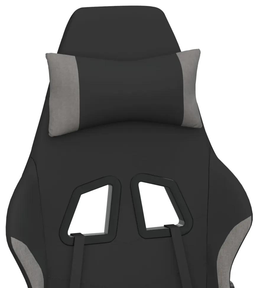 Scaun de gaming pivotant cu taburet negru si gri deschis textil 1, Gri deschis, Cu suport de picioare