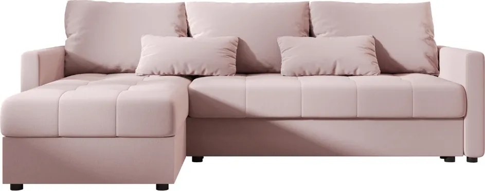 Coltar extensibil de colt VENORIA, roz pudra, reversibil, 220x143 cm + 2 perne GRATUIT