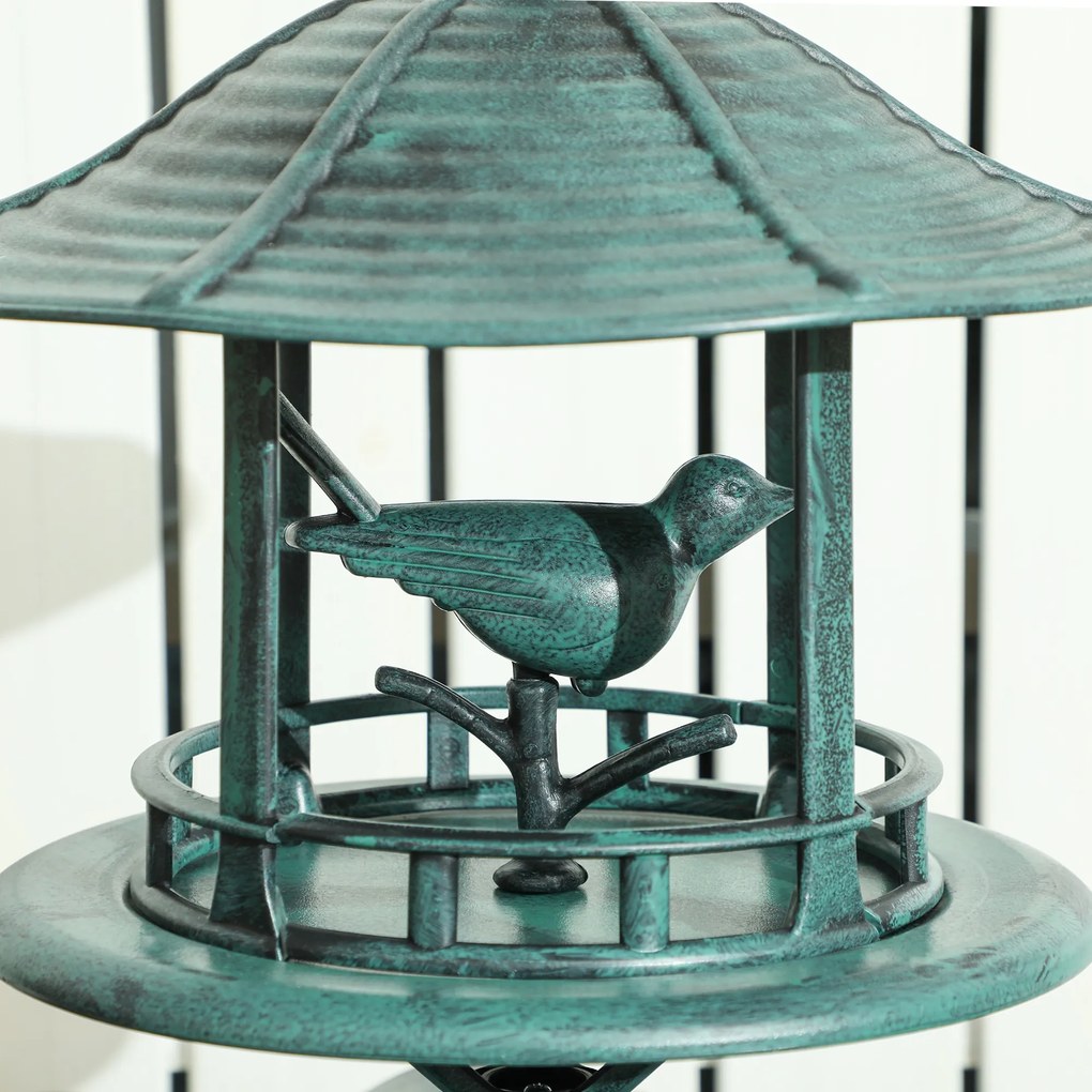 Outsunny Bain d'oiseaux Adăpător pentru Păsări ghiveci 3 în 1 Ø 50 x 113 cm polipropilenă verde-grizonat | Aosom Romania