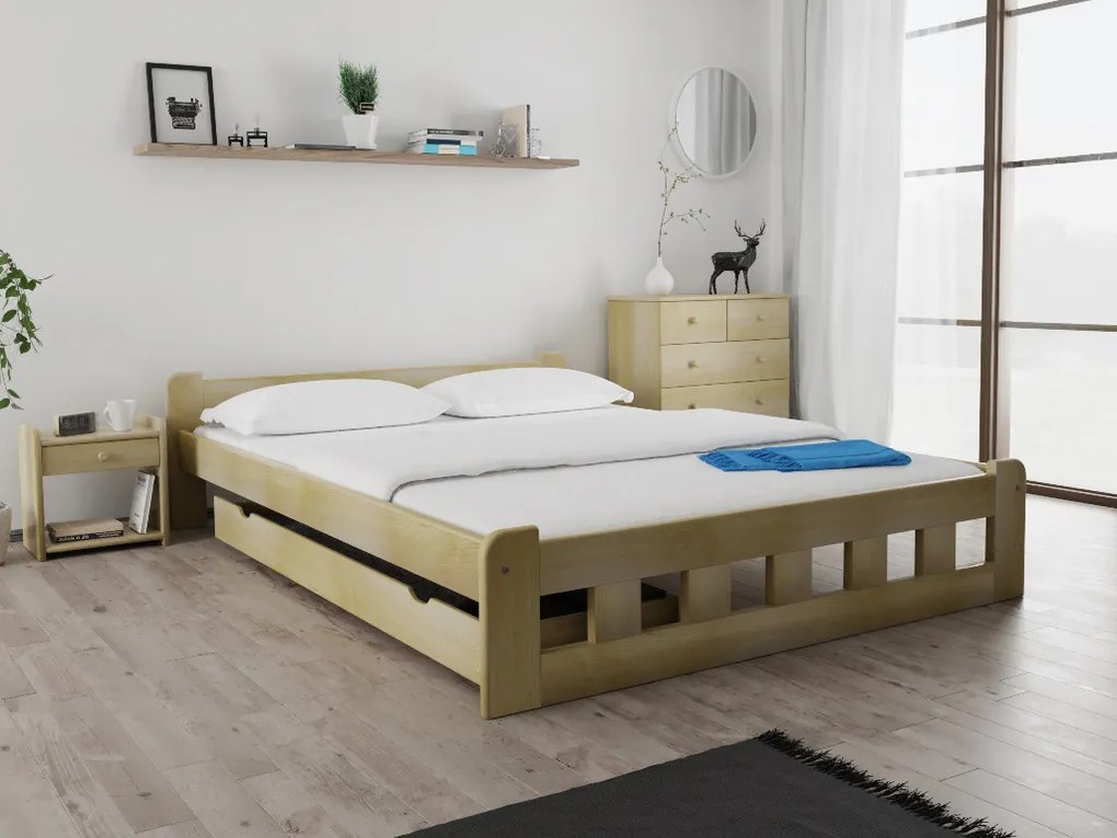 Pat inalt Naomi 140x200 cm, pin Saltele: Fara saltea, Somiera pat: Cu lamele drepte