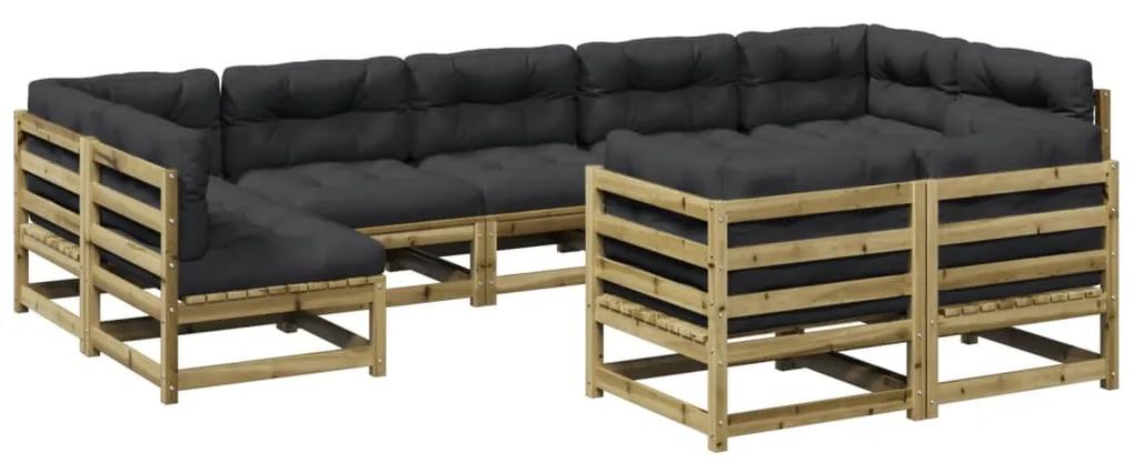 3299632 vidaXL Set canapea de grădină cu perne, 9 piese, lemn de pin tratat