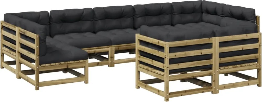 vidaXL Set canapea de grădină cu perne, 9 piese, lemn de pin tratat