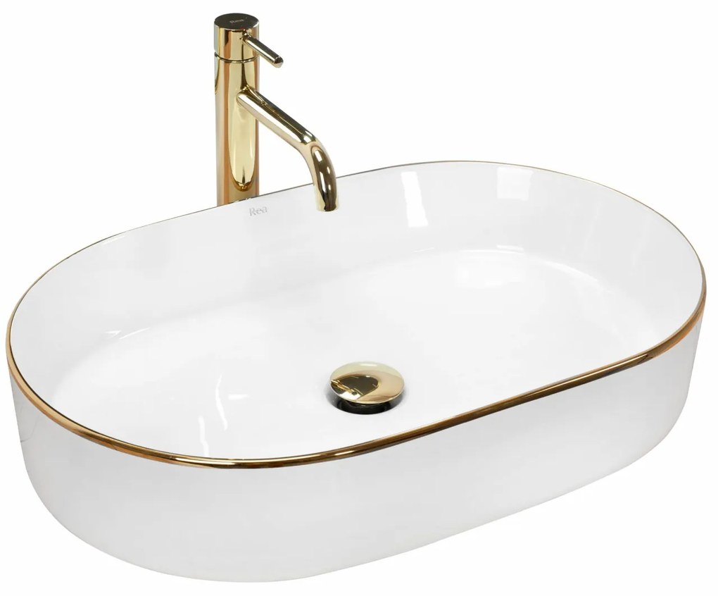 Lavoar Nadia Edge alb/auriu L61 cm