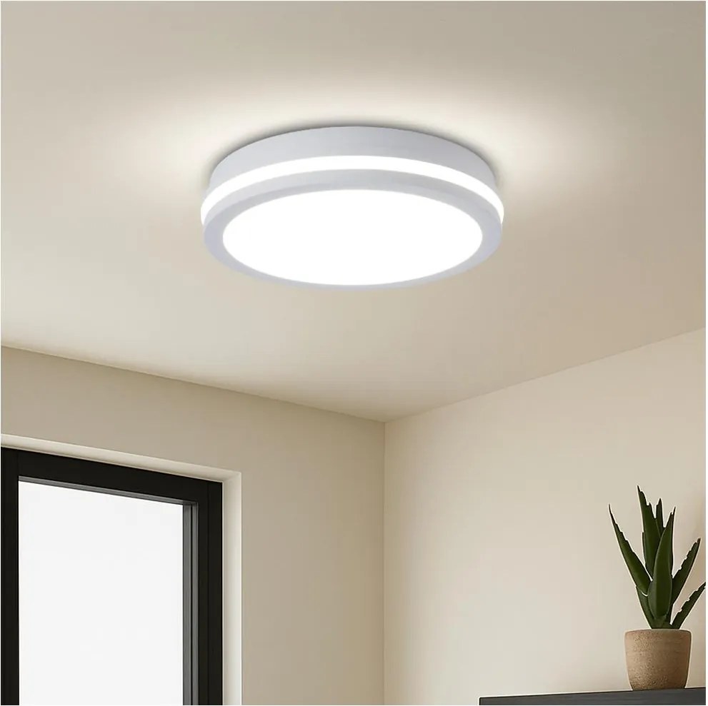 Brilagi - Lampă LED de exterior BENE cu senzor, 24 W, 230 V, Ø 26 cm, alb, IP54
