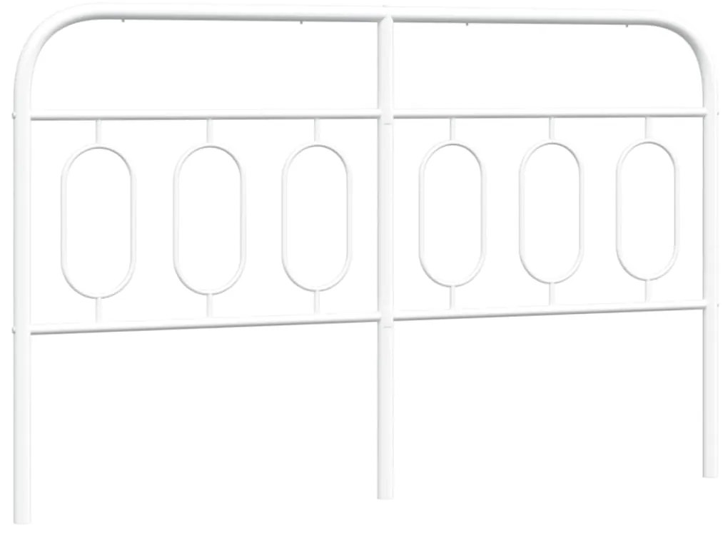 377200 vidaXL Tăblie de pat metalică, alb, 150 cm