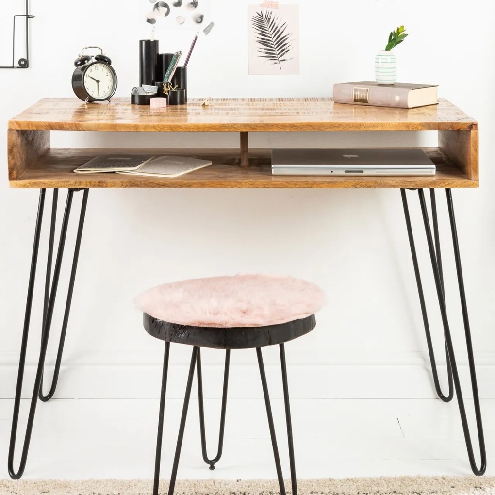 Birou design industrial vintage Scorpion 100cm, mango natur