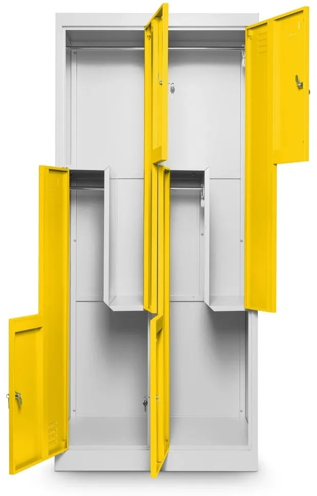 Dulap metalic Z, 80 x 50 x 180 cm, încuietoare cu cilindru, galben - RAL 1023