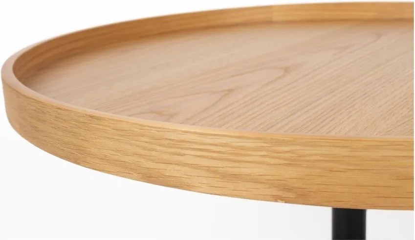 Măsuță de cafea în culoare naturală rotundă cu blat cu aspect de lemn de stejar ø 70 cm Yuri L – White Label