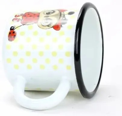 Cană emailată Belis Bufniță cu buburuză, 7 cm,0,25 l
