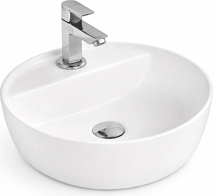 MONTERO 40 || Lavoar montat pe blat, ceramică, alb, rotunjit