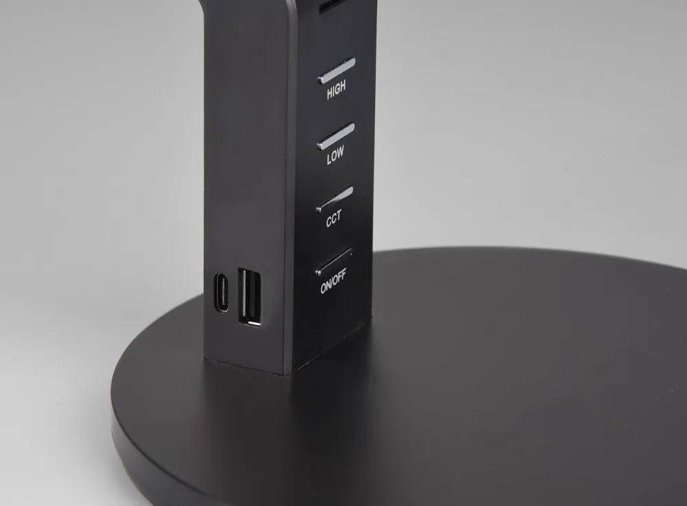 Veioză negru-mat LED cu intensitate reglabilă (înălțime 40 cm) Ava – Trio