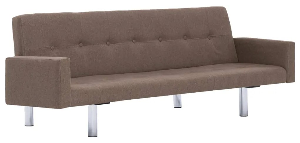 282220 vidaXL Canapea extensibilă cu brațe, maro, poliester