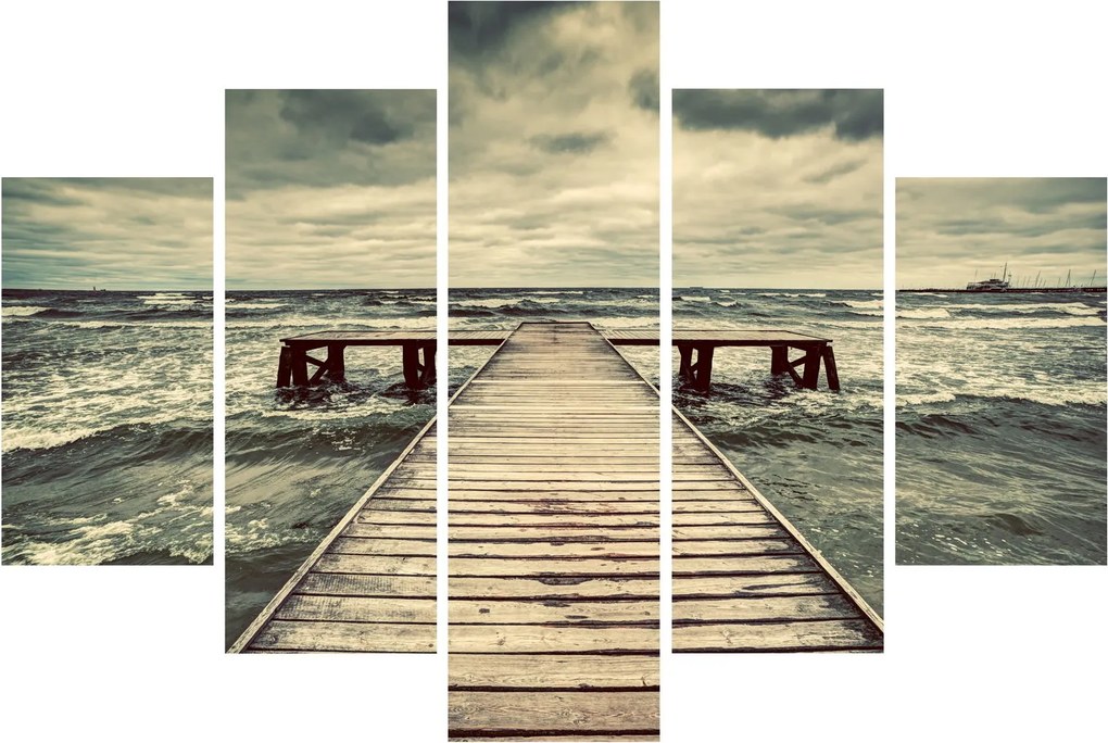 Tablou cu dig din lemn la mare (150x105 cm)