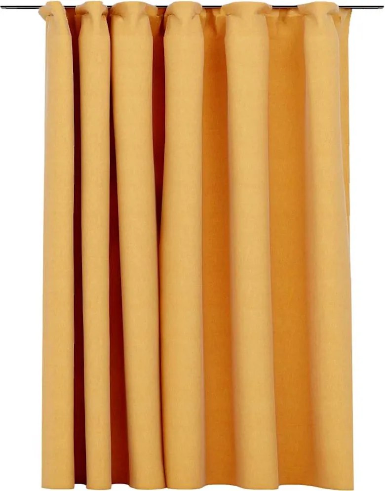 vidaXL Draperie opacă, aspect de in, galben, 290 x 245 cm, cu cârlige