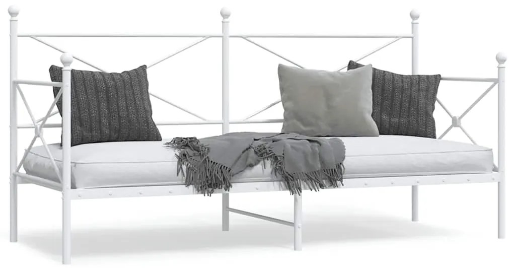 vidaXL Pat de zi fără saltea alb 80x200 cm oțel