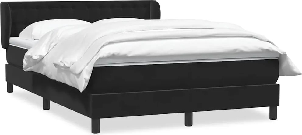 vidaXL Pat box spring cu saltea, negru, 160x210 cm, catifea